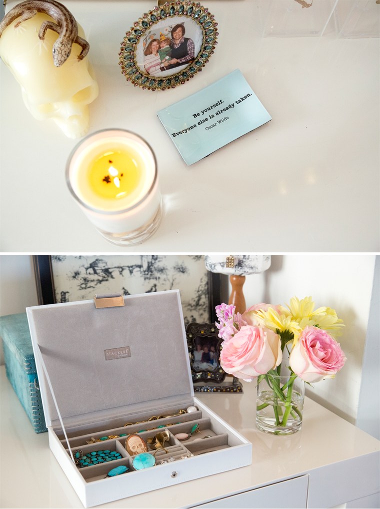 Image: Jewelry and candles decorate Jill Martin's vanity