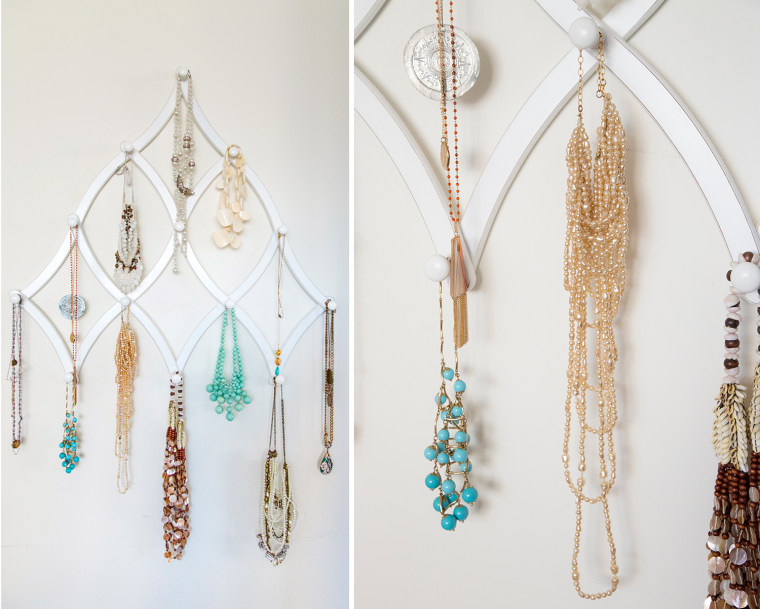 Image: Jill Martin repurposed a hat rack to host her statement necklaces