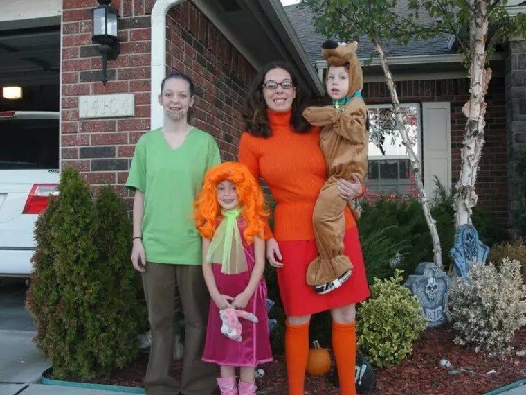 Ruh-roh: Melissa Borchardt's family suited up at the Scooby Doo gang, but she says her husband refused to be Fred. No treats for you!