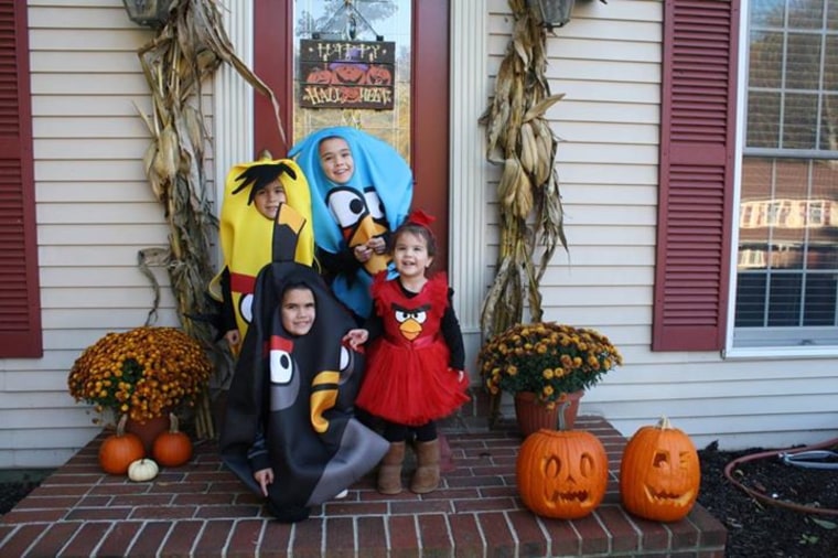 How long will it last?: Jennifer Frederick Walters, whose kids donned Angry Birds attire last year, writes: “I always theme my kids, while it lasts at least.”