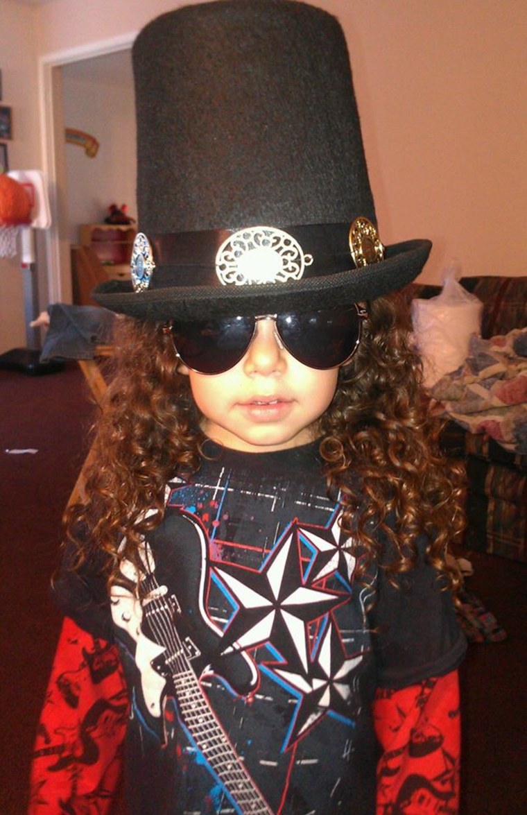 Sweet Child Of Mine: Tina Gomez's son dressed up as Guns N Roses guitarist Slash.