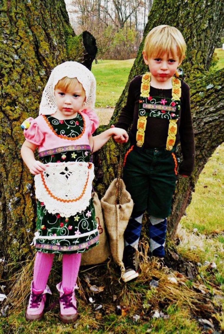 Fairytale siblings: Stacy Gregerson writes of these terrific Hansel and Gretel costumes, “Everything I use is remodeled from thrift store finds, and scraps I have around the house.”