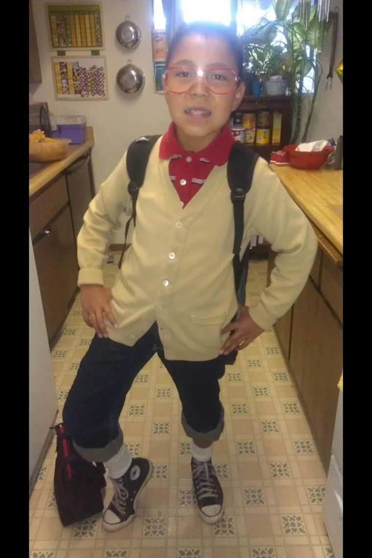 A classic look: Esther McCauley's son dressed as lovable nerd Steve Urkel.