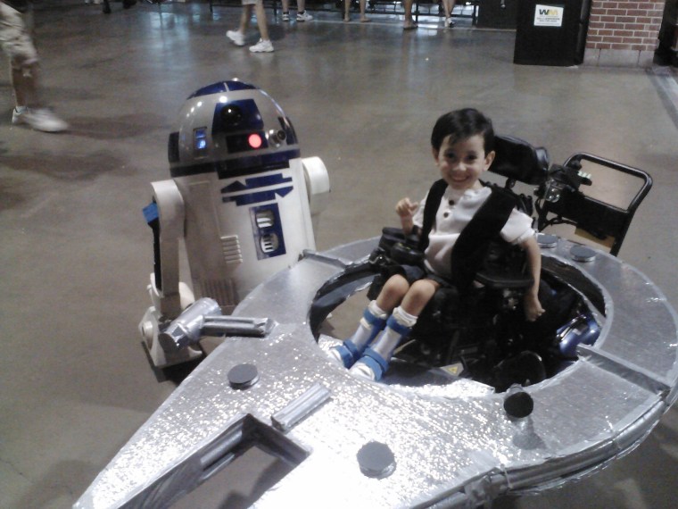 Kyle Byrd pilots the Millenium Falcon in this photo from 2012, when he was 5. He and his twin sister use wheelchairs due to spinal muscular atrophy.