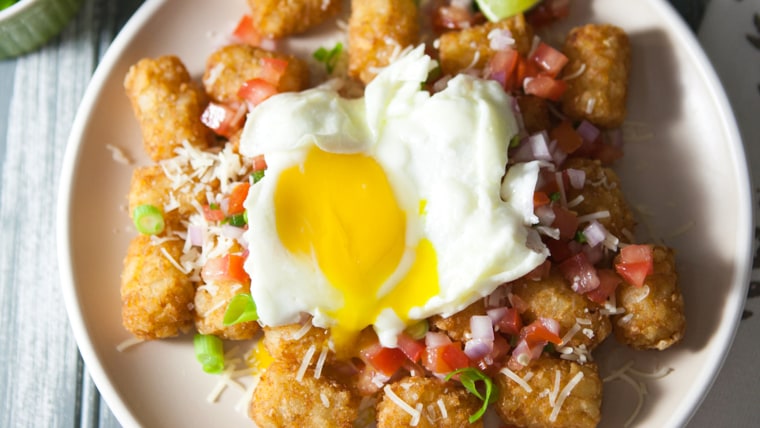 Tater tots nachos with eggs from The Little Kitchen