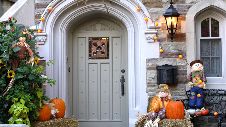 front door with Halloween decorations; Shutterstock ID 101940238; PO: TODAY.com