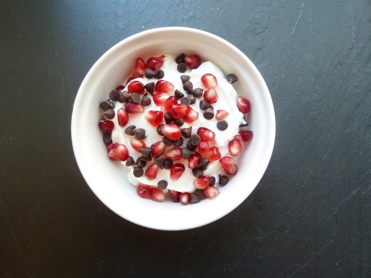 Pomegranate and chocolate yogurt