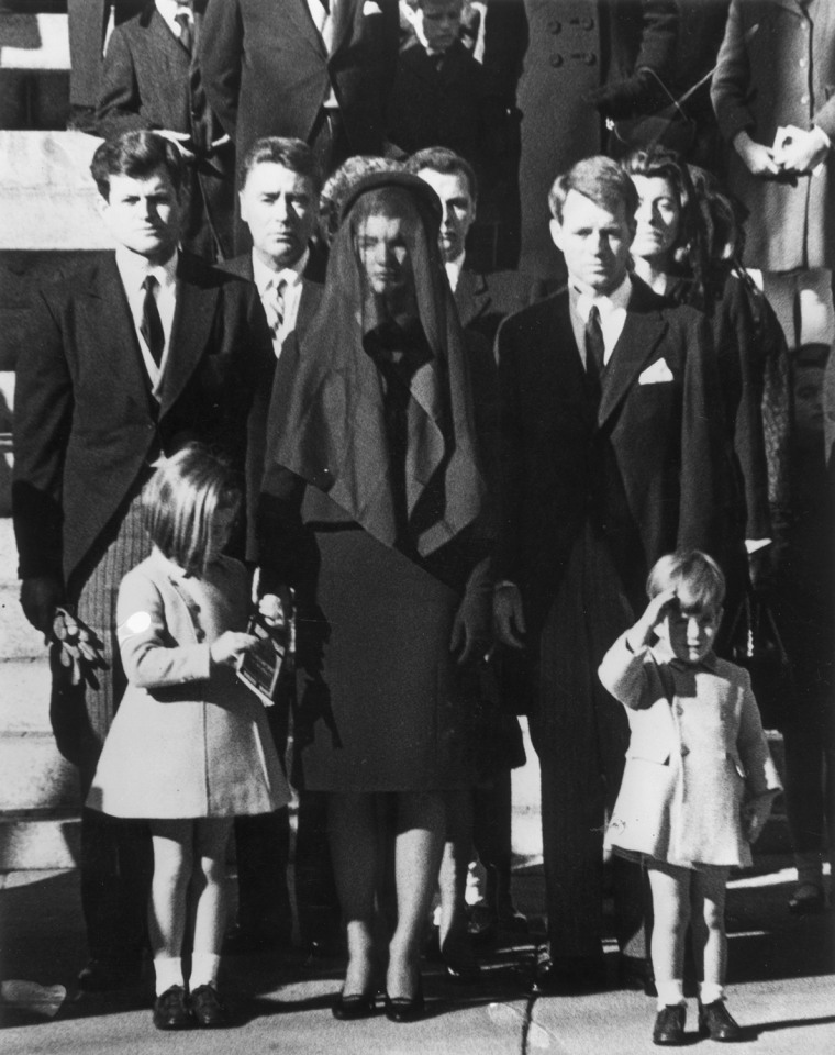 Members of the Kennedy family at the funeral of assassinated president John F. Kennedy at Washington DC.