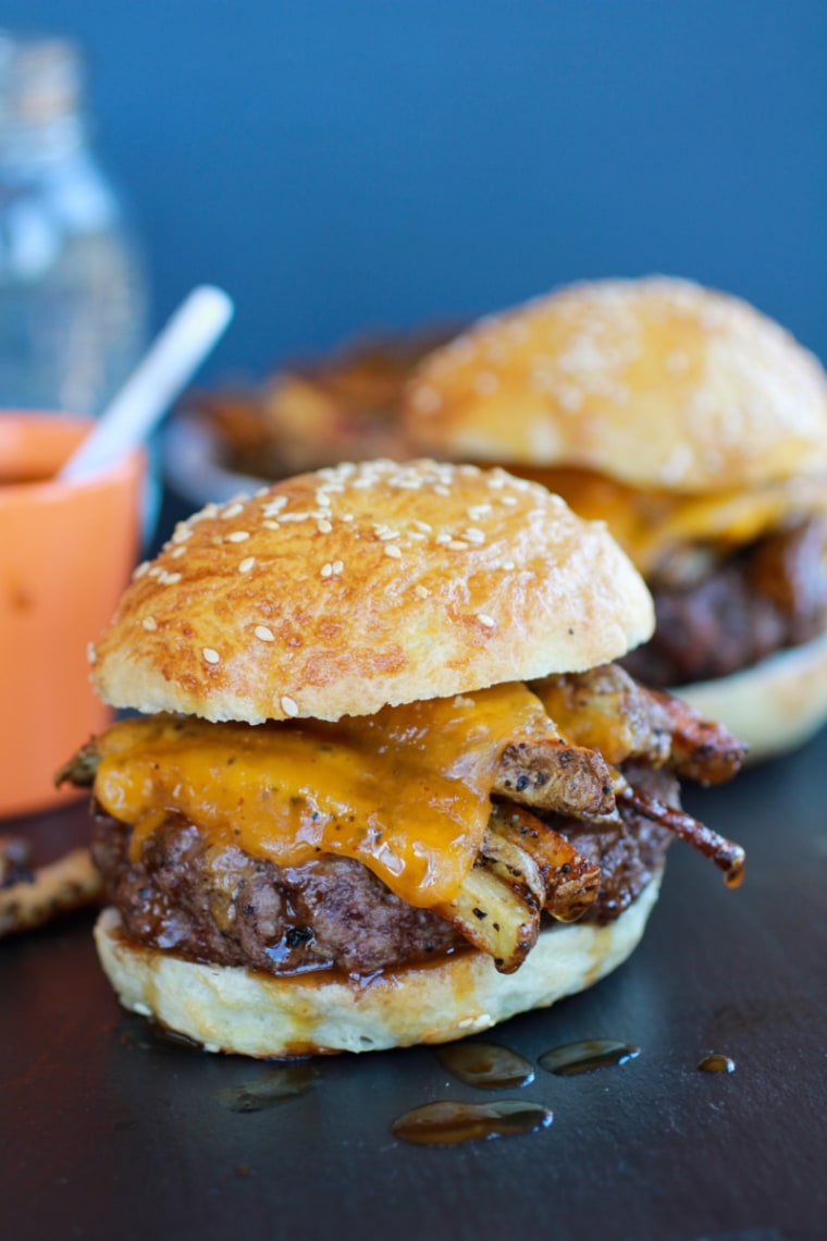 French fry and bourbon burgers