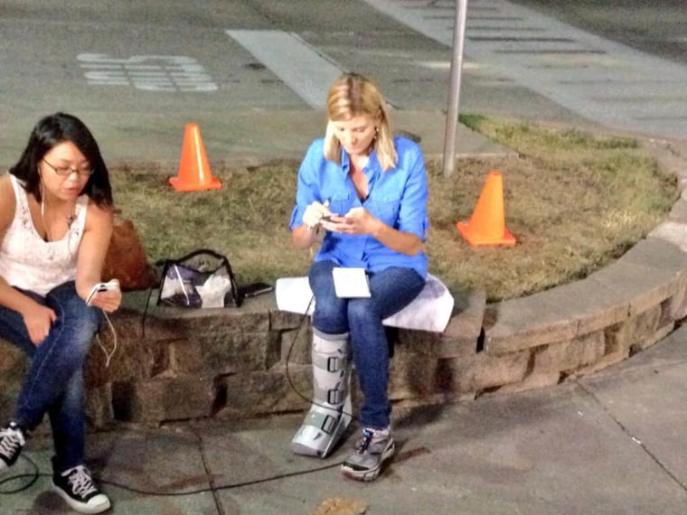 Behind the scenes in Dallas with TODAY producer Candace -- and my trusty boot.