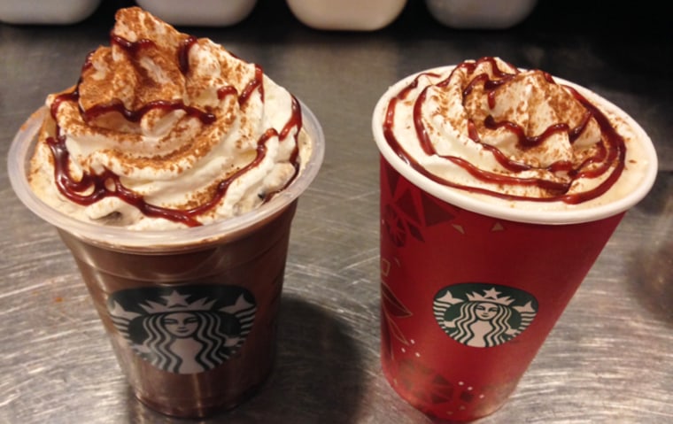 Yum! Here's a peek at the Chestnut Praline Latte and Cherries Jubilee Mocha.