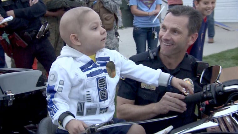 The town of West Jordan, Utah, held a parade in honor of Ethan Van Leuven's fifth birthday, a month before the actual date.