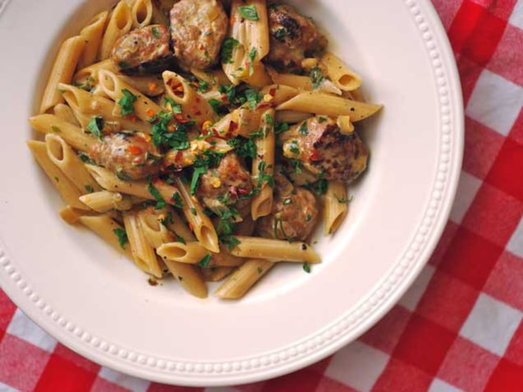 Penne with Moroccan Merguez Cream Sauce