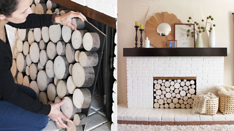 fireplace with wood logs