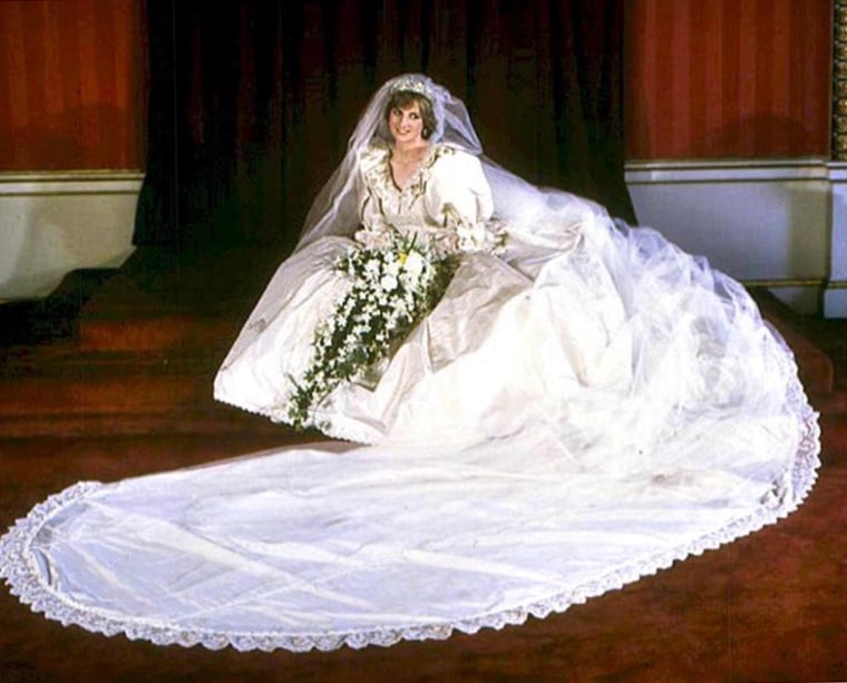 Diana, Princess of Wales, in her wedding dress on July 29, 1981.