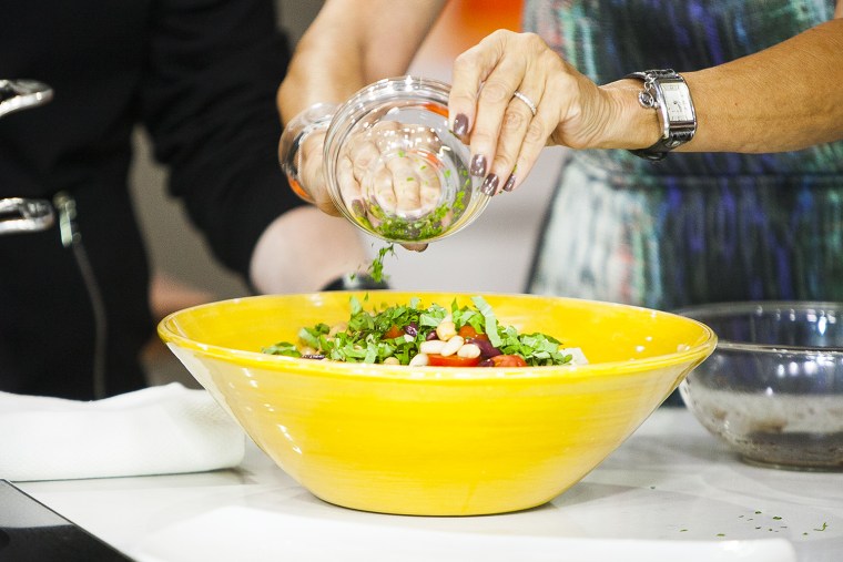 Reed Alexander, Kathy Lee Gifford and Hoda Kotb prepare kid's meals on the TODAY show in New York, on August 3, 2014.