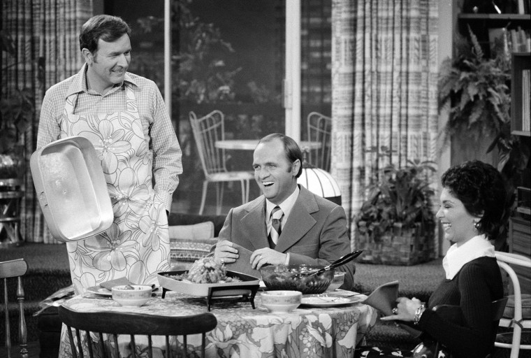 Image: \"The Bob Newhart Show,\" featuring (from left) Bill Daily (as Howard Borden); Bob Newhart (as Dr, Bob Hartley) and Suzanne Pleshette (as Emily Hartley).