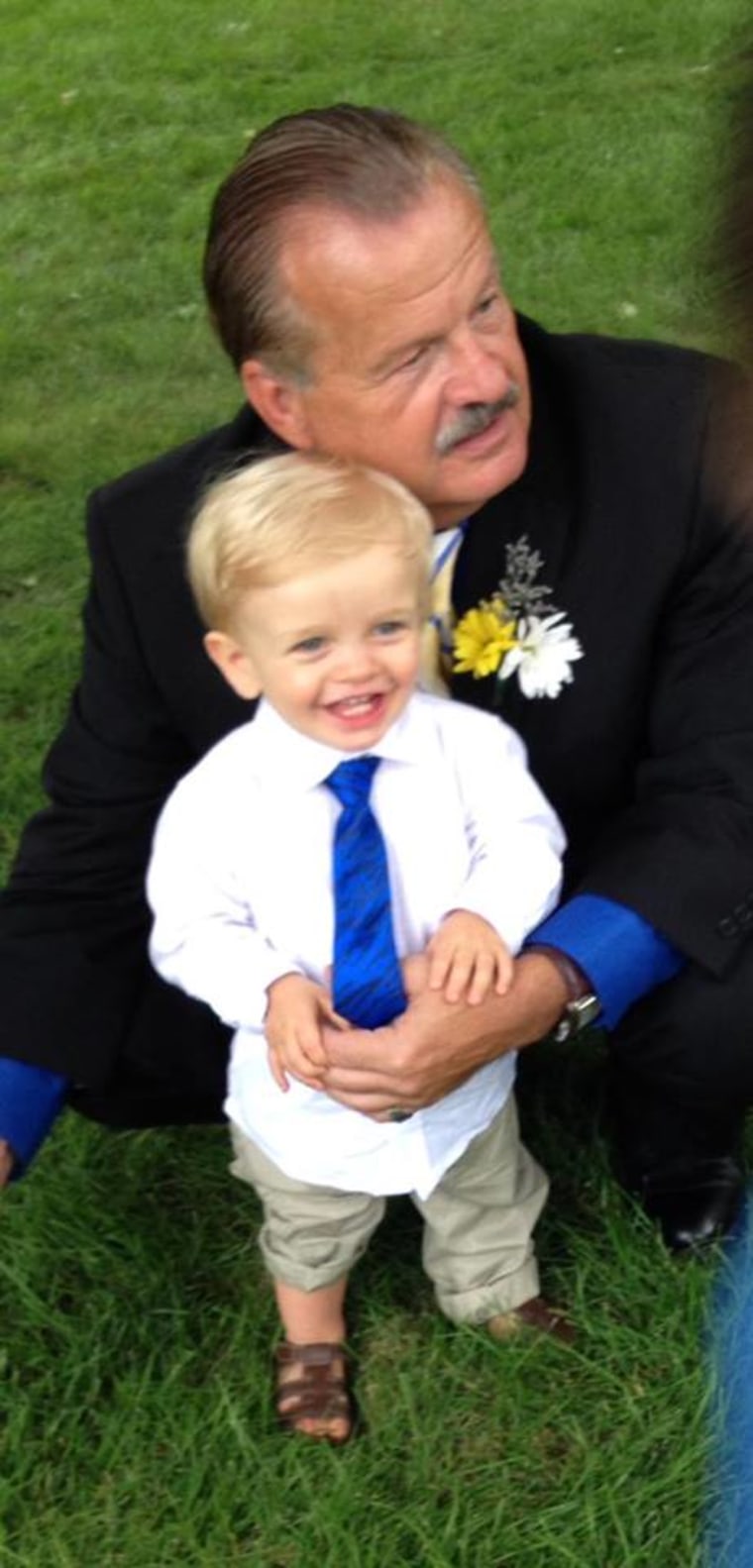 Grandpa and his only grandkid. After three daughters of his own, he was beyond excited for a boy!