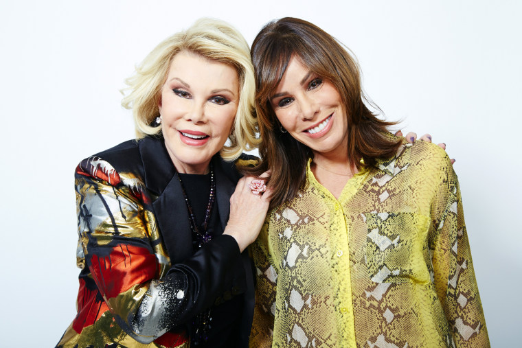 This Feb. 21, 2013 photo shows comedian Joan Rivers, left, and her daughter Melissa Rivers in New York. Joan leads a panel on \"Fashion Police,\" with G...