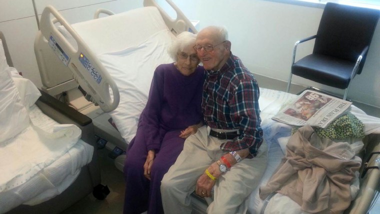 Raymond “Huggie Bear” Huggins, 96, and his wife, Mazie Leota, 93, both had life-saving heart surgery on the same day. The couple will celebrate their 74th wedding anniversary next month.