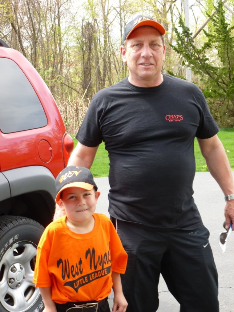 First day of baseball for P.J. and his grandfather, Eddie Hutter.