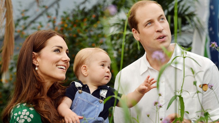 Prince George, with his parents, on his first birthday.