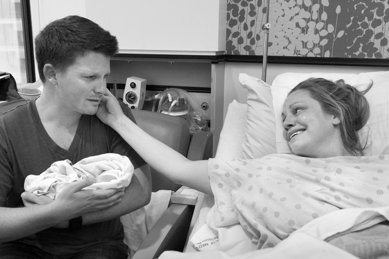 Danielle Walker and her family in the hospital.