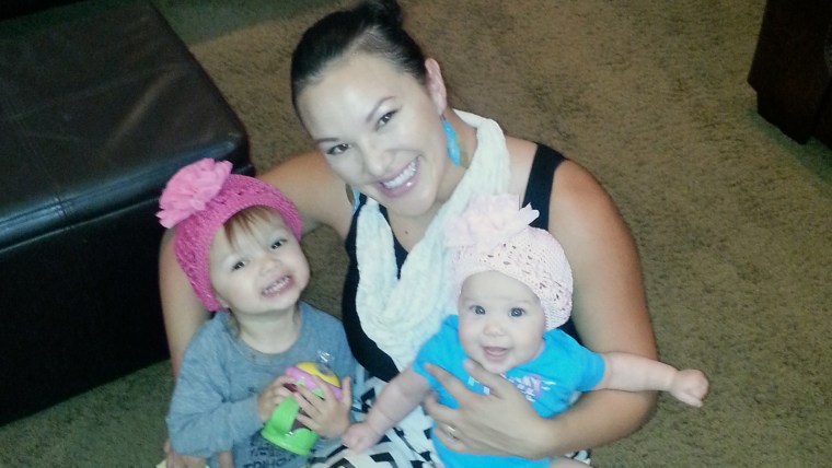 Gloria Miller with daughters Emmy and Olivia. The girls are 16 months apart in age.