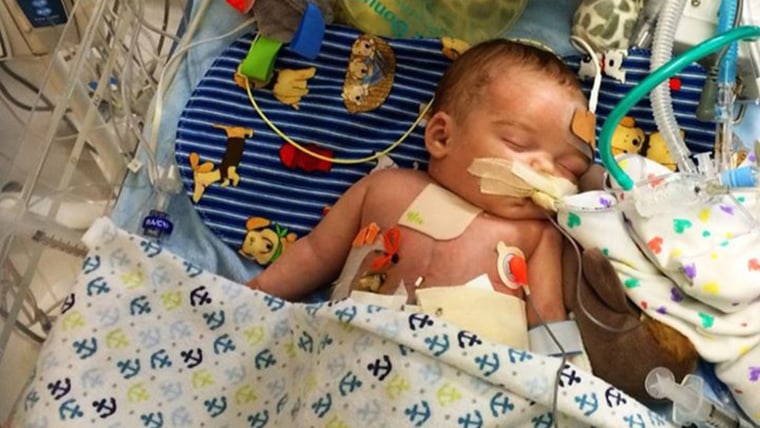 The parents of 2-month-old Hudson Bond, who is in need of a heart transplant, are paying it forward to help other families after exceeding their fundraising goal thanks to the generosity of others.