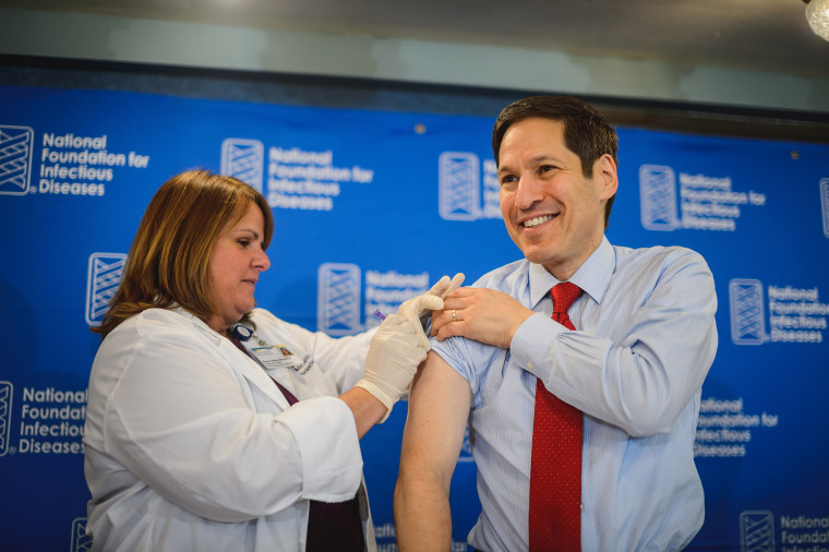 Thomas Frieden, MD, MPH, Director of the Centers for Disease Control and Prevention (CDC) receives a flu shot.