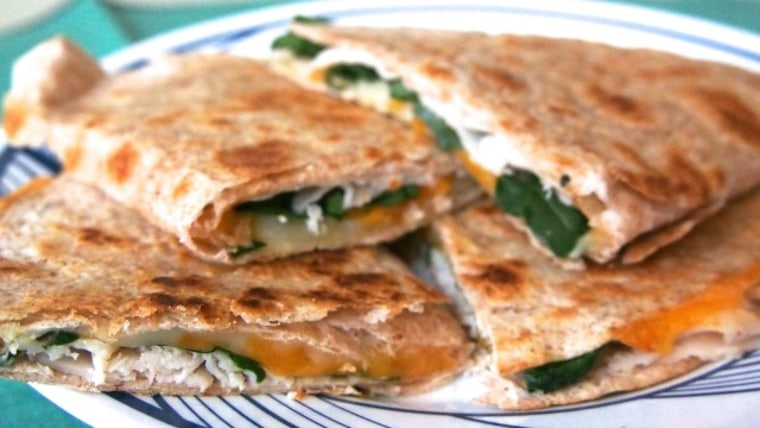 Chicken and spinach quesadilla