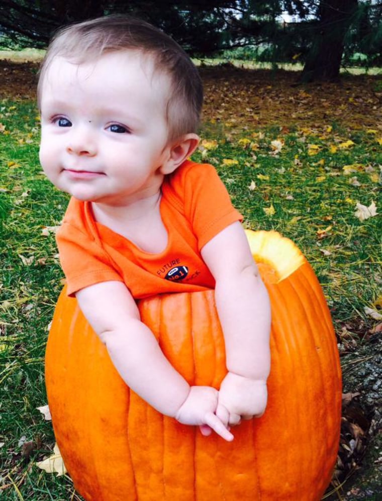 Babies versus puppies, pumpkin style