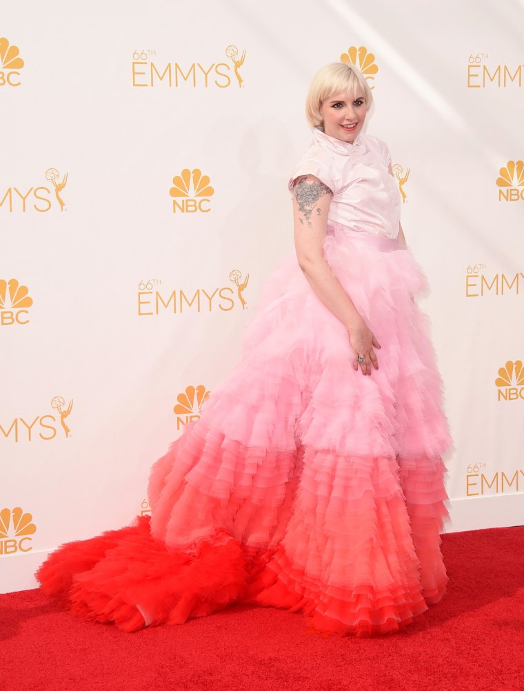 LOS ANGELES, CA - AUGUST 25:  Actress/director Lena Dunham attends the 66th Annual Primetime Emmy Awards held at Nokia Theatre L.A. Live on August 25,...