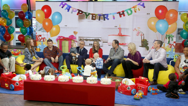 The gang's all here: One year after being born live on TODAY, a group of babies meet for their first birthdays.