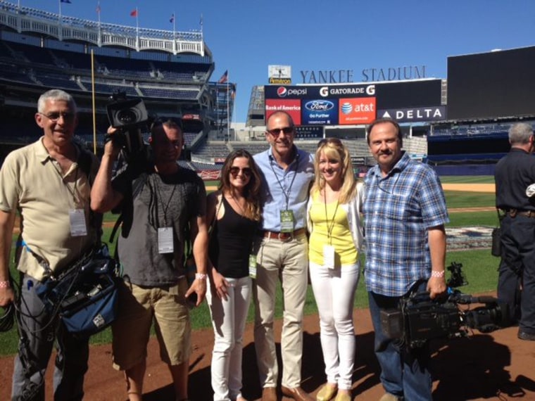 TODAY producer Jennifer Long with Matt Lauer and the crew on the day of the Jeter interview.