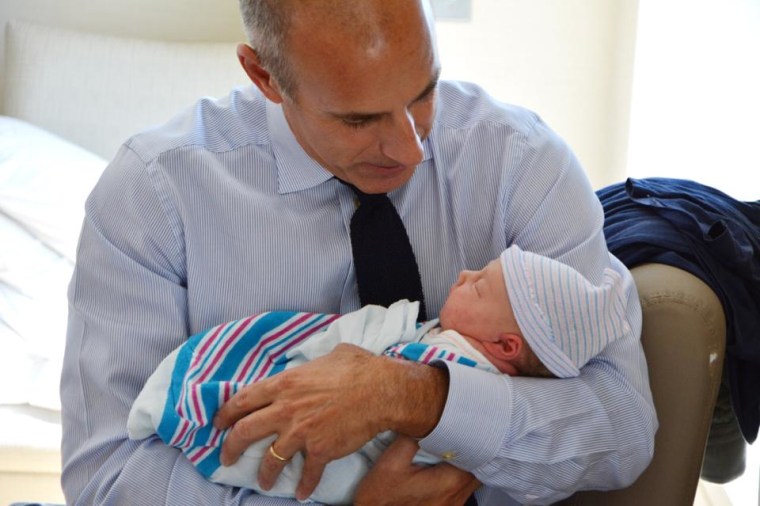 Matt Lauer visits the newest TODAY family member.