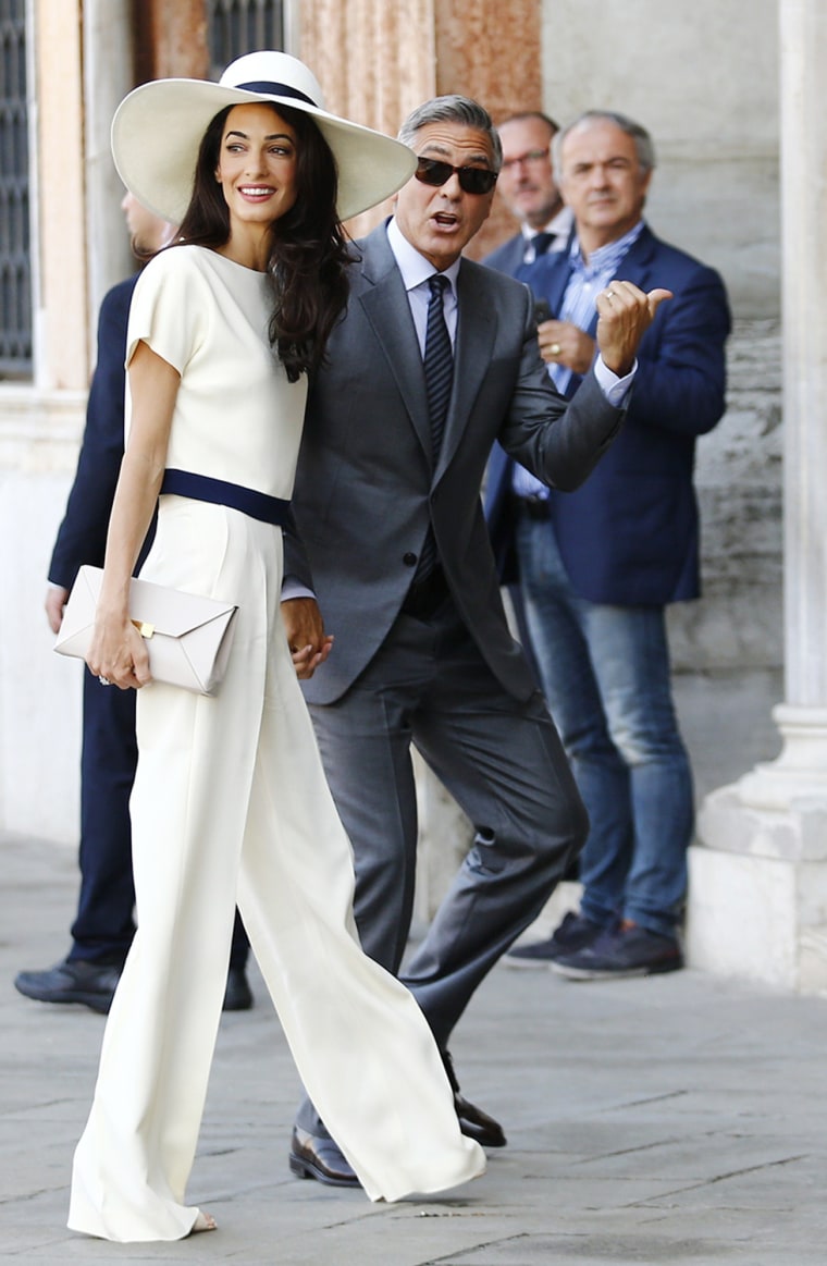 George Clooney and Amal Alamuddin arrive on Sept. 29 for a civil ceremony to officialize their wedding.