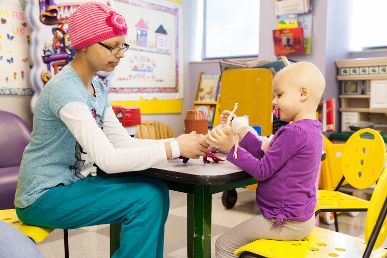 Natalie playing in clinic with her best friend Julianna Edel, who died of Ewings Sarcoma on September 20, 2013.