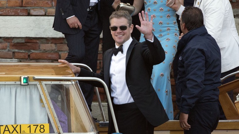 Matt Damon boards his boat for the big ceremony.