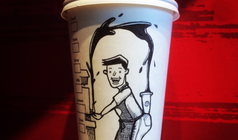 With more than 60,000 followers on both Instagram and Twitter, Josh Hara drew 100 cartoons on 100 coffee cups in 2014.