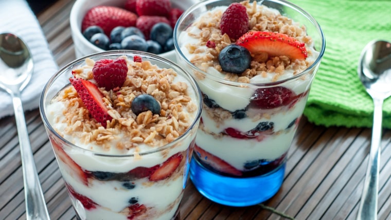 A tasty breakfast idea: berry-granola parfait.