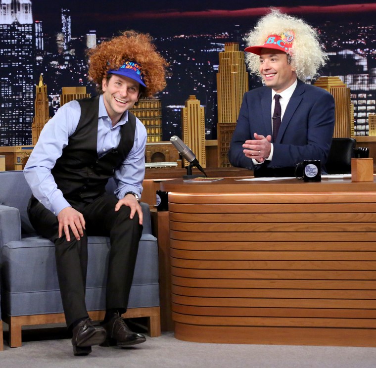 Image: Actor Bradley Cooper and Jimmy Fallon