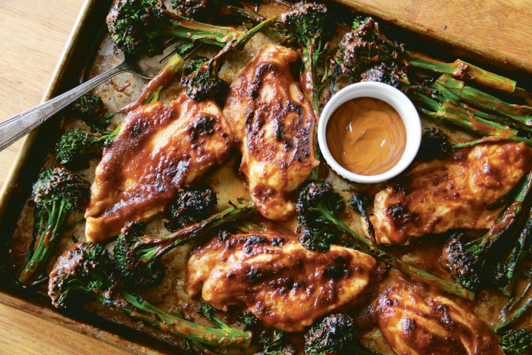 Quick Chicken & Baby Broccoli with Spicy Peanut Sauce