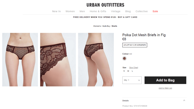 A screenshot from the Urban Outfitters website on Tuesday showed a similar image to the one listed in the complaint.