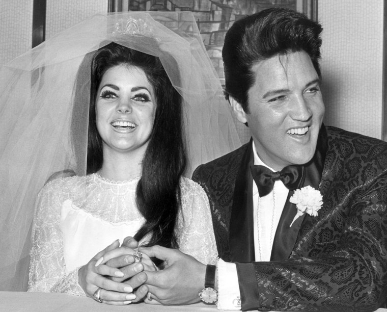 Image: Elvis with his bride, Priscilla Beaulieu Presley, on their wedding day.