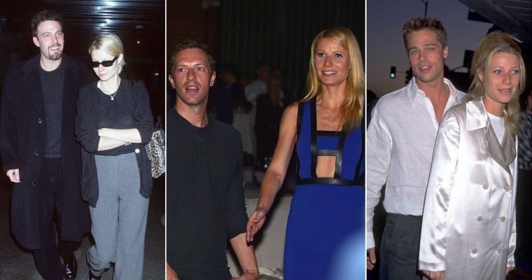 Image: Gwyneth Paltrow with exes Ben Affleck, Chris Martin and Brad Pitt.