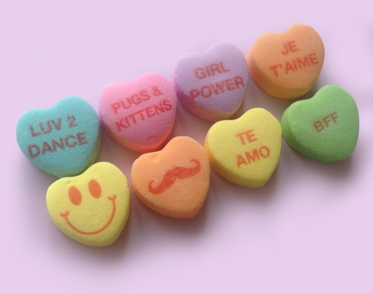 This year's new candy hearts by NECCO feature some popular phrases.
