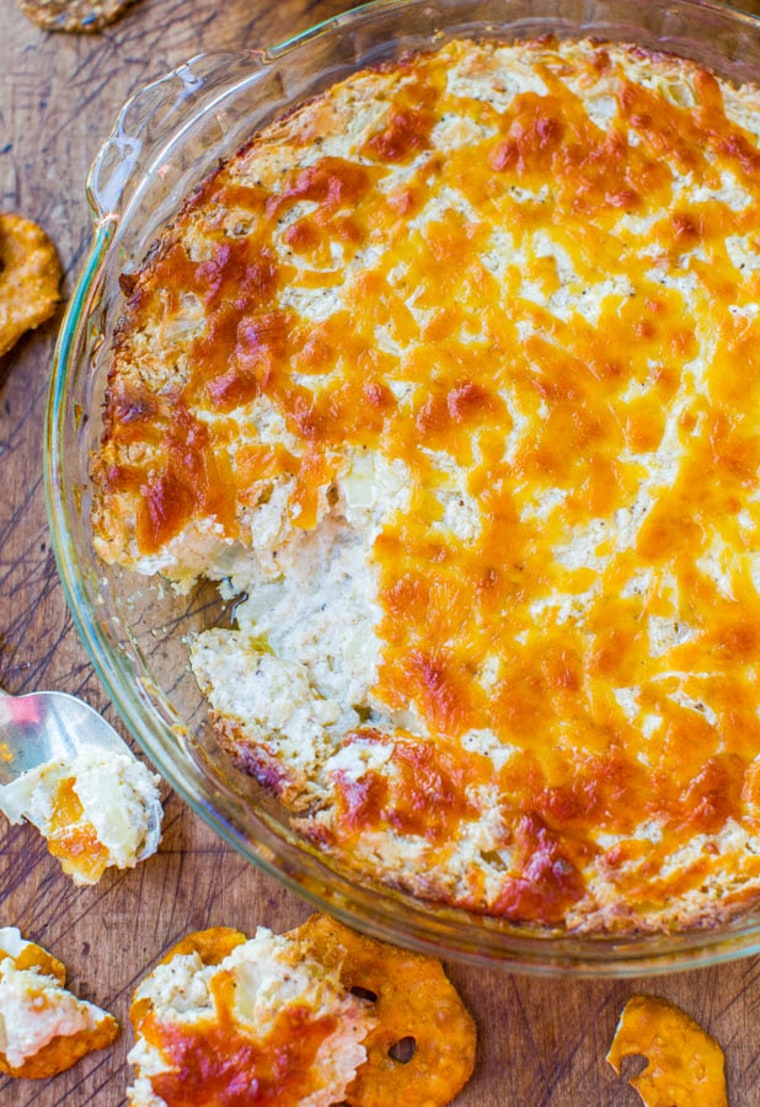 creamy baked double cheese and sweet onion dip