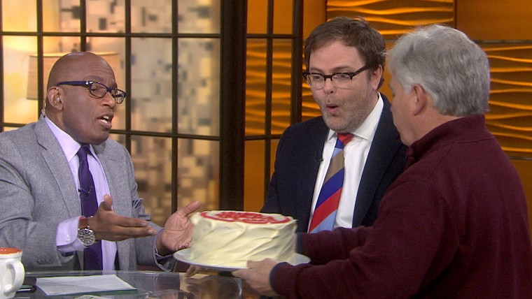 Image: Rainn Wilson gets a red velvet cake on TODAY.