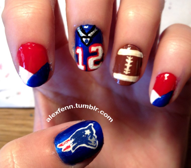 Nail Art Tutorial: Seahawks and Patriots Superbowl Nails